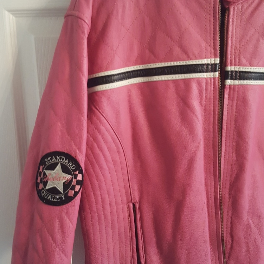 Pink leather jacket - Picture 3 of 3